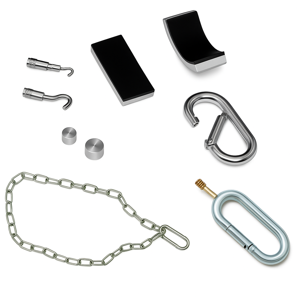 Push Pad Rails Accessories - Push Pads, Pull Hooks, Hardware